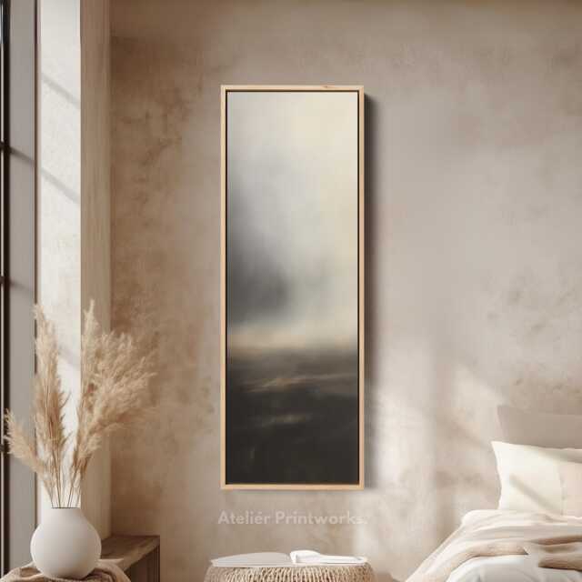 Dark Cloud Art Vertical Framed Canvas Print in Charcoal & Cream - Tall Wall Art For Bedroom Office Or Hall D??cor - image 1