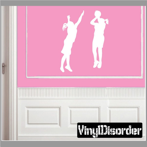 Two Girls Basketball Vinyl Wall Decal Or Car Sticker - Basketballst022Et - image 1