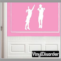 Two Girls Basketball Vinyl Wall Decal Or Car Sticker - Basketballst022Et - thumbnail 1