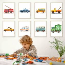 Fire Truck Nursery Print Watercolor Firefighter Wall Art - thumbnail 3