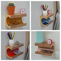 Bedside Table Available in Blue, Red, Yellow, Green, Natural/ Floating Console/Floating Shelf/ Mantle Book Shelf - thumbnail 3
