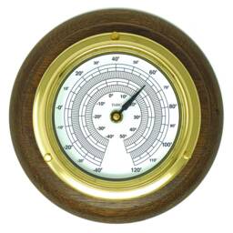 Tabic Classic Solid Brass Thermometer On A English Oak Mount, Heavy Lacquered - Weighs 1/2Kg, Gift, Handmade in England By - thumbnail 2