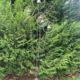 Metal Garden Rusty Steel Bells in Circles Spray Stake - thumbnail 4