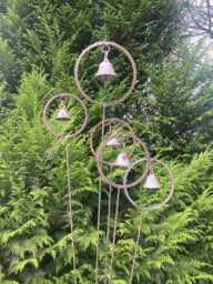 Metal Garden Rusty Steel Bells in Circles Spray Stake - thumbnail 1
