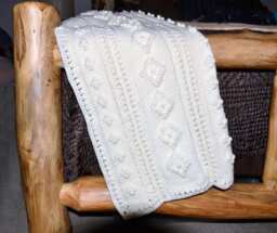 Tunisian Crocheted Baby Afghan, Sale Price, Blanket, Crochet Beige White Bedding