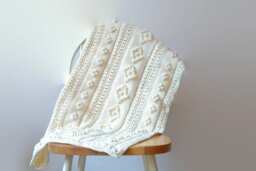 Tunisian Crocheted Baby Afghan, Sale Price, Blanket, Crochet Beige White Bedding - thumbnail 4