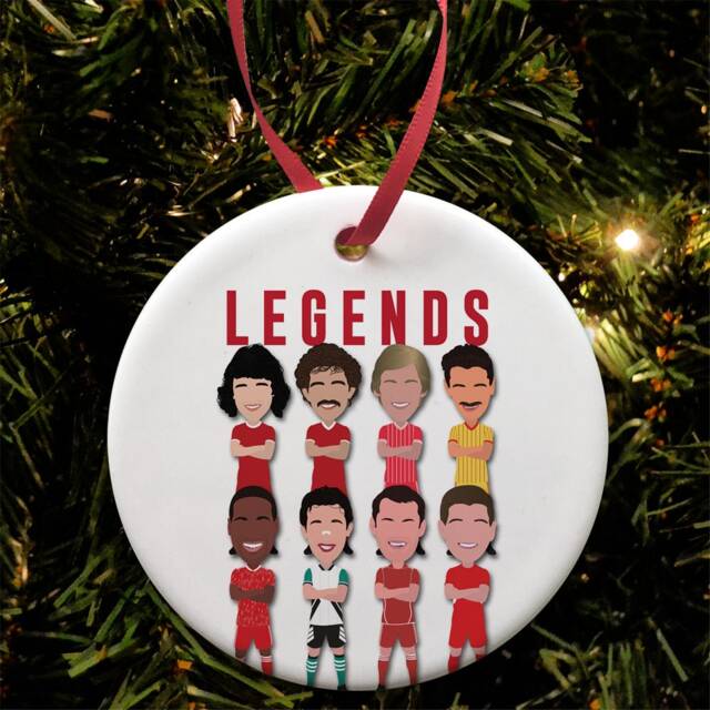 Liverpool Legends Tree Decoration Flat Ceramic Bauble Great Gift For Fans