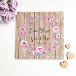 Love Never Gives Up Plaque, 1 Corinthians 13 Verse 7 Sign, Quote, Wedding Gift Wooden Bible Christian Wall Art - thumbnail 2