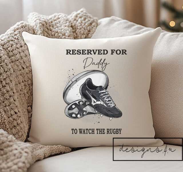 Personalised Rugby League Union Cushion To Watch The Game~ Daddy, Grandad, Any Name ~ Father's Day Gift Birthday Teacher Present Include Pad - image 1