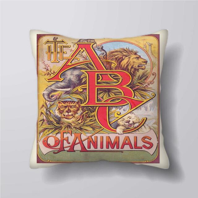 Vintage Abc Alphabet Of Animals Kids - Cushion Cover Case Or Stuffed With Insert - image 1