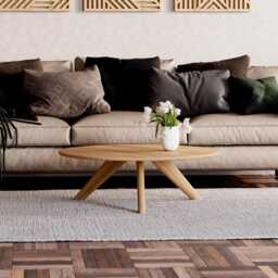 Modern Round Solid Oak Coffee Table - Scandi Style - thumbnail 2