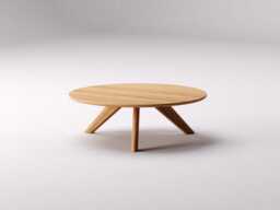 Modern Round Solid Oak Coffee Table - Scandi Style - thumbnail 1