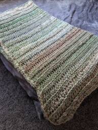 Crochet Blanket in Sage, Tans & Creams - thumbnail 1