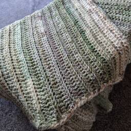Crochet Blanket in Sage, Tans & Creams - thumbnail 2