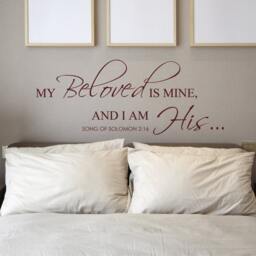 Bible Verse Vinyl Wall Decal My Beloved Is Mine Song Of Solomon 216 Lettering Words Spiritual Religious - 110 - thumbnail 2