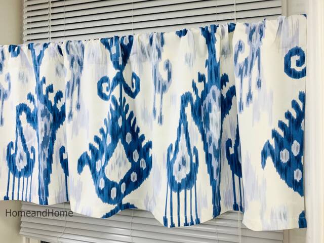 Window Valance Ikat Valance Lined 50 X 16 Robert Allen Indigo Blue Off White Topper Treatment - image 1
