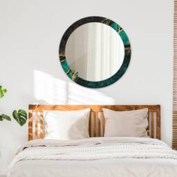 Marble Green, Round Mirror Frame, Wedding Gift, Decorative Wall, Bathroom - thumbnail 3