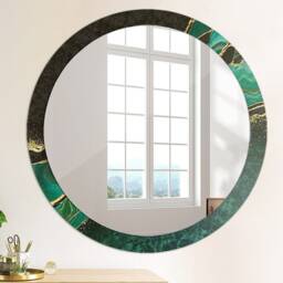 Marble Green, Round Mirror Frame, Wedding Gift, Decorative Wall, Bathroom - thumbnail 4