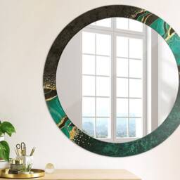 Marble Green, Round Mirror Frame, Wedding Gift, Decorative Wall, Bathroom - thumbnail 2