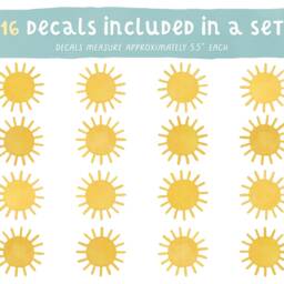 Sun Wall Decals - Reusable & Removable Stickers, Watercolor Sunshine Art, Nursery Decor - thumbnail 2