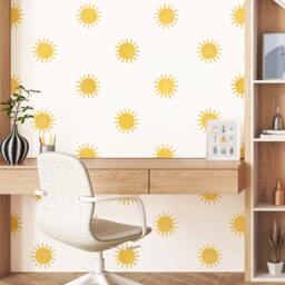 Sun Wall Decals - Reusable & Removable Stickers, Watercolor Sunshine Art, Nursery Decor