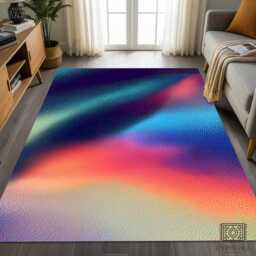 Abstract Rainbow Rug, Colorful Gradient Floor Mat, Non-Slip Washable Carpet