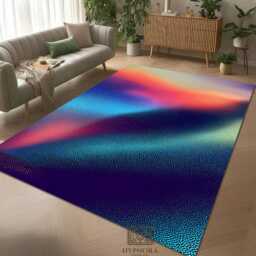 Abstract Rainbow Rug, Colorful Gradient Floor Mat, Non-Slip Washable Carpet - thumbnail 2