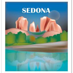 Sedona Skyline Print, Arizona Art, Southwest Art Art, Cathedral Rock Style E8-O-Sed - thumbnail 3