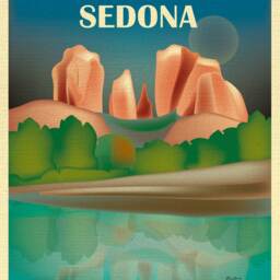 Sedona Skyline Print, Arizona Art, Southwest Art Art, Cathedral Rock Style E8-O-Sed - thumbnail 2