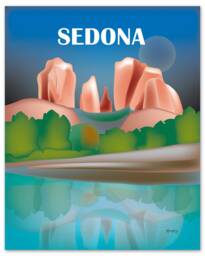 Sedona Skyline Print, Arizona Art, Southwest Art Art, Cathedral Rock Style E8-O-Sed - thumbnail 1