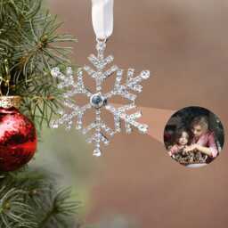 Personalized Christmas Tree Ornament Custom Projection Photo Snowflake Decoration Bauble Gift - thumbnail 1