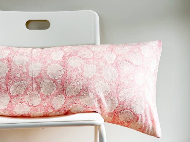 Floral Lumbar Pillow Cover Indian Block Print, Boho Farmhouse Decor - image 1