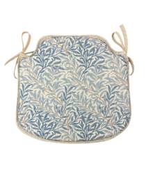 William Morris - Willow Bough Azure 100% Cotton Small Spindle Back Tie-On Seat Pads Dining/Patio/Garden/Kitchen - thumbnail 1