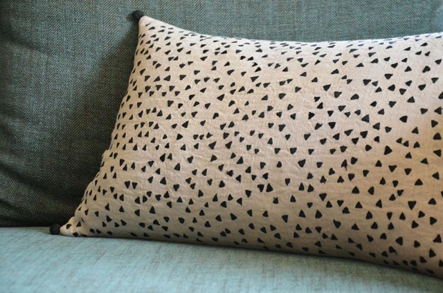 So Fun Triangle Confetti On Linen Pillow Cover , Black Embroidered Cushion & Natural Cotton - image 1