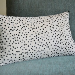 So Fun Triangle Confetti On Linen Pillow Cover , Black Embroidered Cushion & Natural Cotton - thumbnail 2