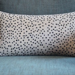 So Fun Triangle Confetti On Linen Pillow Cover , Black Embroidered Cushion & Natural Cotton - thumbnail 3