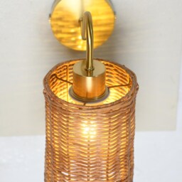 Wicker & Brass Wall Sconce, Bedroom, Hallways, Living Room Lighting - thumbnail 2