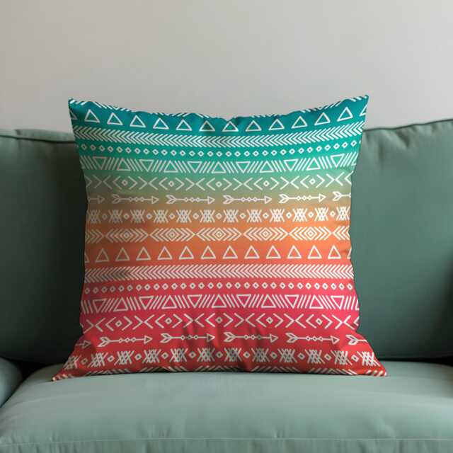 Boho Tribal Pattern Cushion Cover, Colorful Geometric Pillow Case, Southwestern Living Room Decoration, Custom Made Cover - image 1