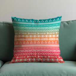 Boho Tribal Pattern Cushion Cover, Colorful Geometric Pillow Case, Southwestern Living Room Decoration, Custom Made Cover - thumbnail 1