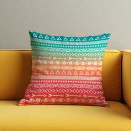 Boho Tribal Pattern Cushion Cover, Colorful Geometric Pillow Case, Southwestern Living Room Decoration, Custom Made Cover - thumbnail 2