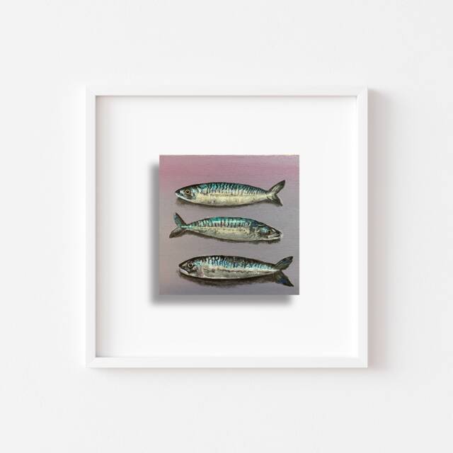 Original Mackerel Painting Acrylic Fish Wall Art On Wood - image 1