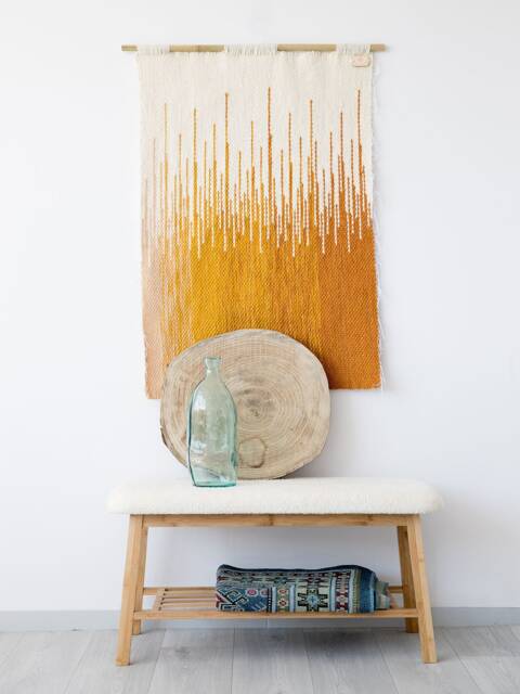 Sune - Handwoven Wool Wall Tapestry Orange Yellow Sunset Gradient - image 1