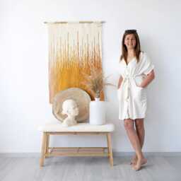 Sune - Handwoven Wool Wall Tapestry Orange Yellow Sunset Gradient - thumbnail 4