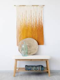 Sune - Handwoven Wool Wall Tapestry Orange Yellow Sunset Gradient - thumbnail 1