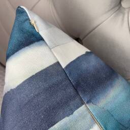 Abstract Cushion Pillow Cover John Lewis & Partners Livia Designer Fabric Blue Peacock Made in UK Double Sided - thumbnail 4