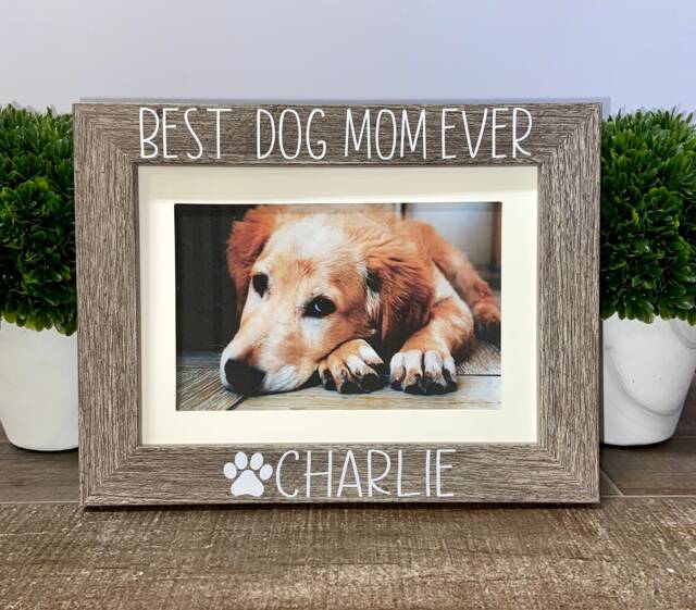Best Dog Mom Ever Personalized Picture Frame, Gift, Pet Owner Dog Memorial Fur - image 1