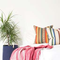 Natural Canvas Throw Pillow Brown + Orange - thumbnail 3