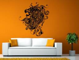 Lion Head African Jungle Cat Predator Flower Abstract Wall Window Vehicle Sticker Decal Vinyl Fathead Mural Decor L2071 - thumbnail 1