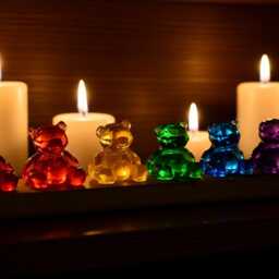 Rainbow Resin Teddy Bears On Reclaimed Wood, Geometric Bear Ornament, Nursery Shelf Decor - thumbnail 4
