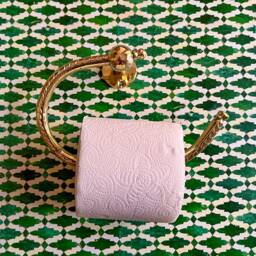 Handmade Brass Toilet Paper Holder, Unlacquered Hand Engraved Roll Wall Mounted Hook, Bathroom Holder - thumbnail 2